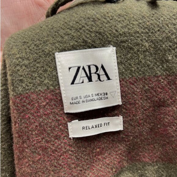 Zara Mens Wool Blend Button Relaxed Vertical Stripe Shirt Size Small - Picture 8 of 9